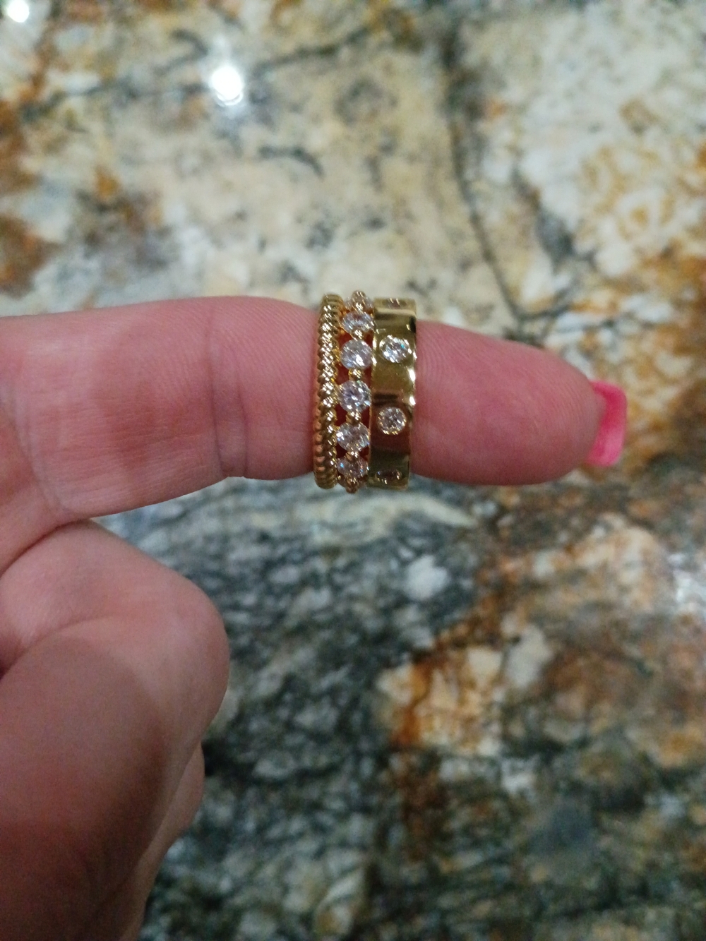 Pearich 14K Gold Filled CZ Triple Stack Ring Size 7 NWT